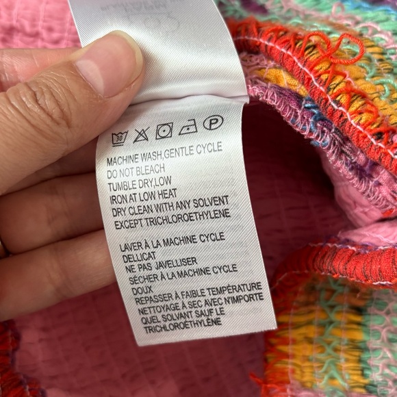 Farm Rio Anthropologie Colorful Embroidered Stripe Ruffle Mini Skirt Size Medium - Picture 8 of 10